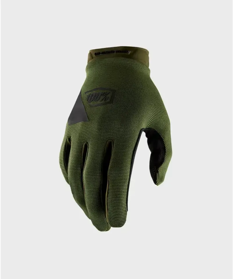 100% Ridecamp Full Finger Gloves in Army Green/Black