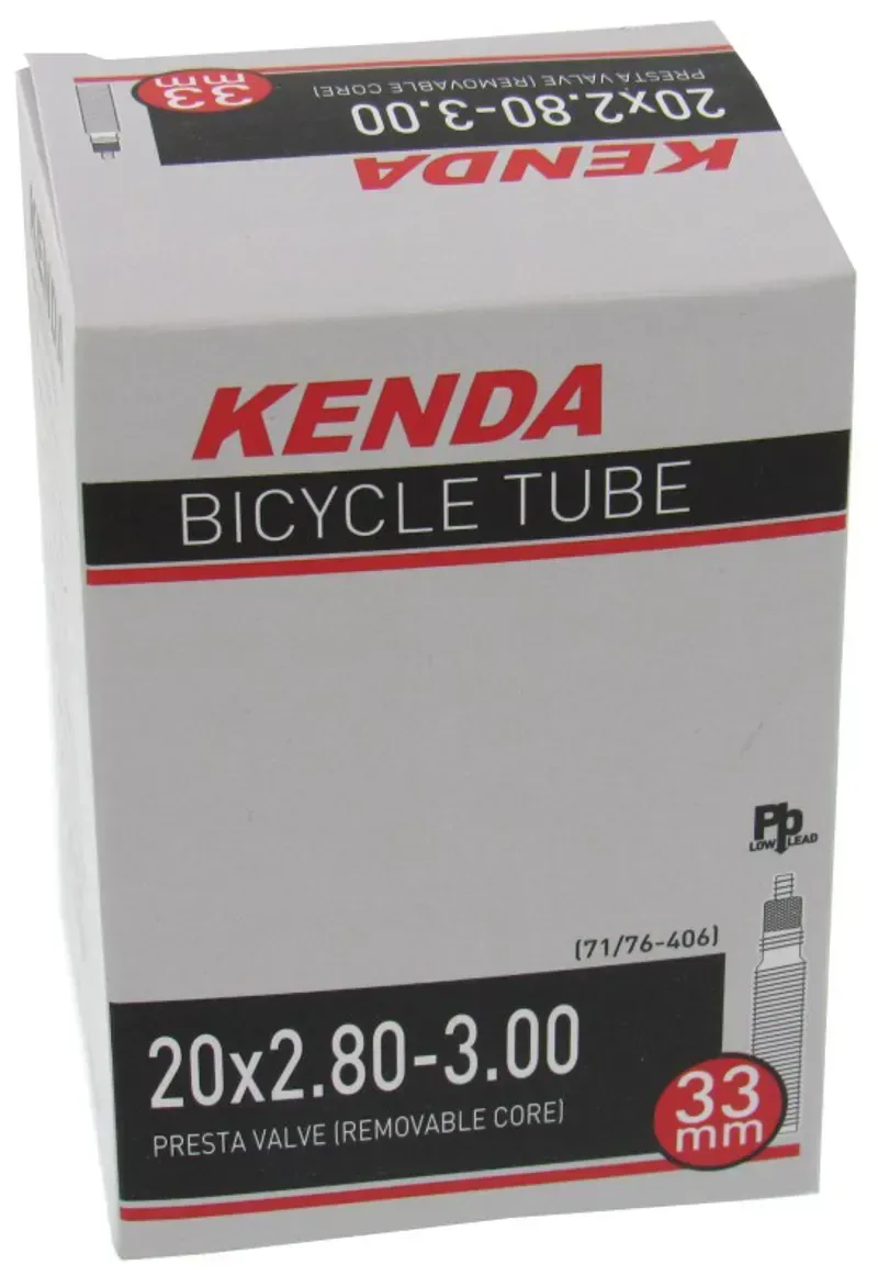 Kenda 20x2.80/3.00-inch 71/76-406 RV32 Threaded Inner Tube in Black