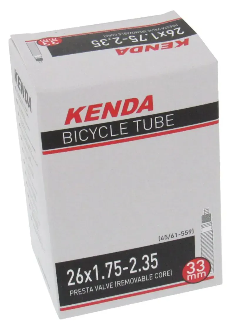 Kenda 26x1.75/2.35-inch/50/61-559 RV33 Threaded Inner Tube in Black