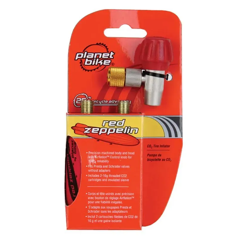 Planet Bike Red Zeppelin W/2 16g Thread CO2 Tire Inflator Head in Silver