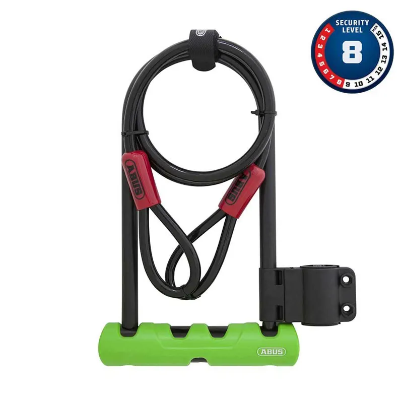 Abus Ultra 410 9-inch U-Lock and Cable in Black/Green