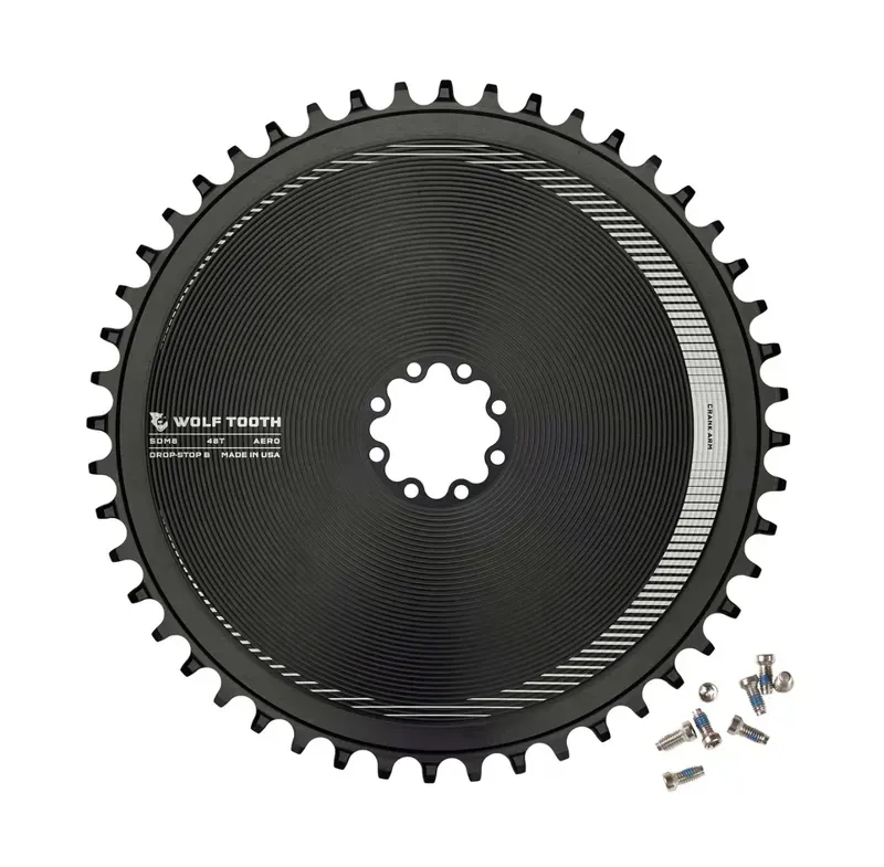 Wolf Tooth Direct Mount 46-tooth 8-bolt Aero Chainring for SRAM in Black