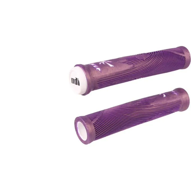 Hucker BMX Grips No Flange 6.3 inches in Purple/White