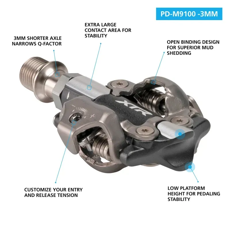 Shimano PD-M9100 XTR RACE SPD PEDAL W/CLEAT (SM-SH51) 3MM SHORTER AXLE-1