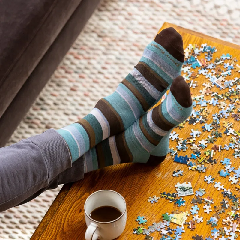 Darn Tough Druid Crew Lightweight No Cushion Lifestyle Socks in Aqua-1