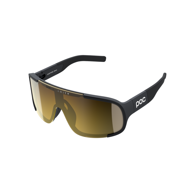 POC Aspire Mid Eyewear: Uranium Black / Clarity Road Partly Sunny Gold