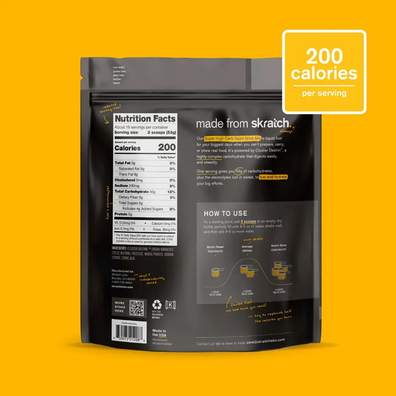 Skratch Labs Super High-Carb Sport Drink Mix Mango 840g Resealable Pouch-1