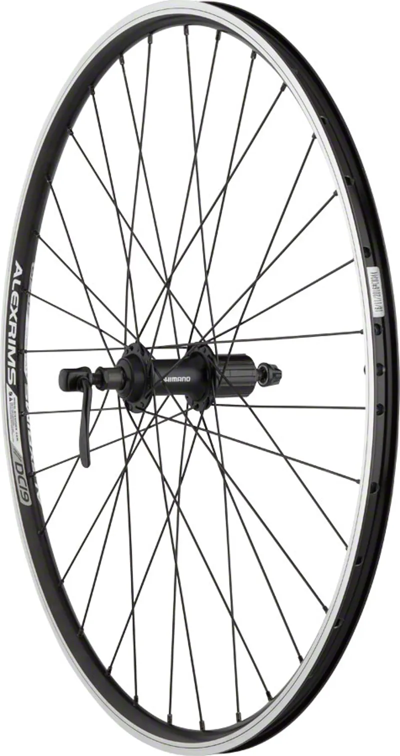 Quality Wheels Value Double Wall Series Rim+Disc Rear Wheel - 26 QR x135mm Center-Lock/Rim Brake HG10 Black Clincher 32H