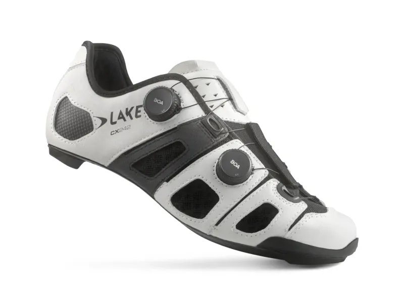 Lake Cycling CX242-X Wide Shoe in White/Black-1