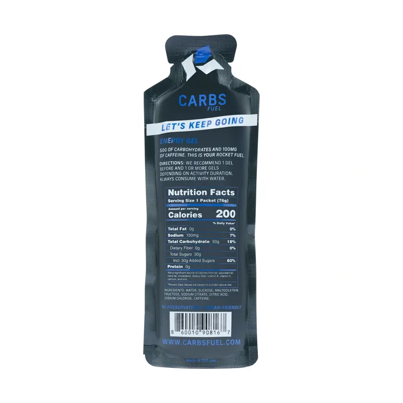 Carbs Fuel Caffeinated Original 50g Energy Gels-1
