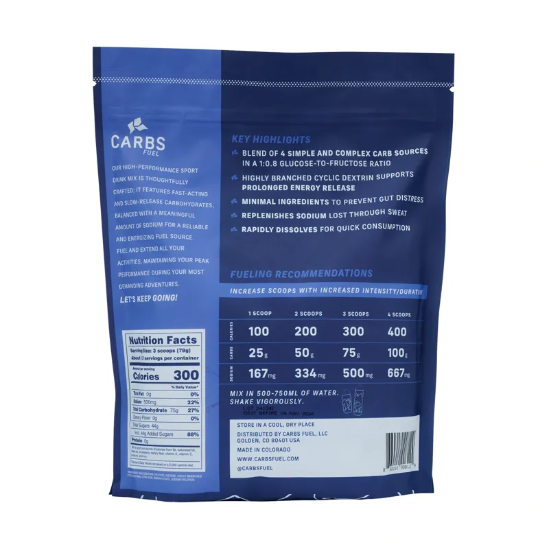 Carbs Fuel Original Sport Drink Mix 1000g Stand Up Pouch-1