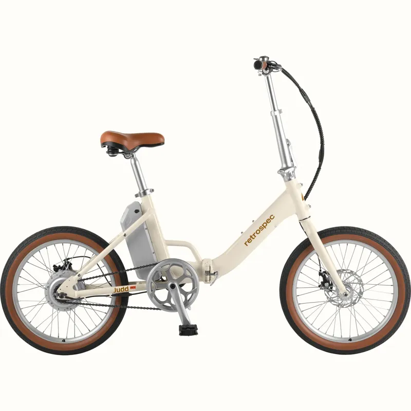Retrospec Judd Rev Folding Electric Bike 36V/350W: Eggshell 