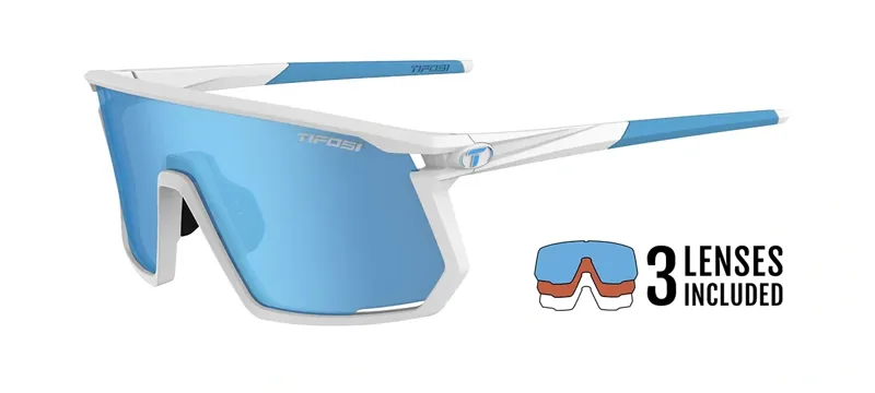 Tifosi Optics Moab Cycling Glasses in Matte White Clarion Blue/AC Red/Clear