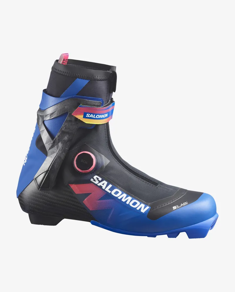 Salomon S/LAB EQUIPE SKATE BOA Nordic Boots in Black / Race Blue / Equipe Red