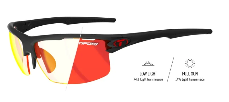 Tifosi Optics Rivet Sunglasses in Matte Black w/ Clarion Red Fototec Lens