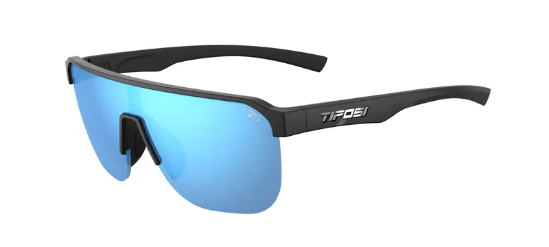 Tifosi Optics Sanctum SL Sport Sunglasses in Gloss Black Smoke Bright Blue Mirror-1