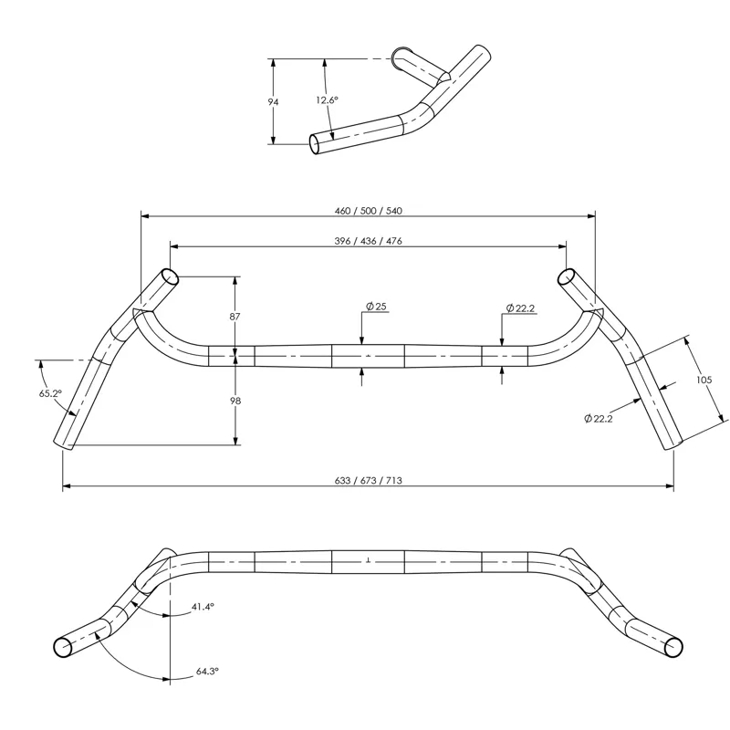 Surly Corner Bar Chromoly Handlebar 50cm in Black-3