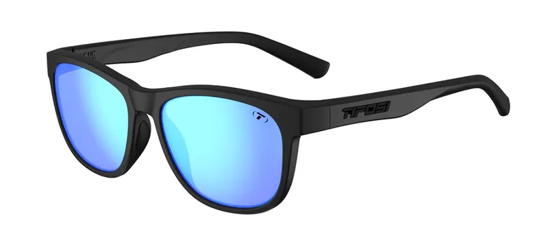 Tifosi Swank Sunglasses: Satin Black w/ Smoke Bright Blue Lens