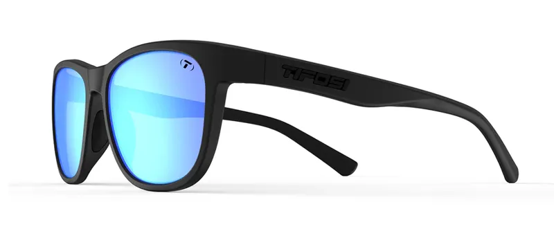 Tifosi Swank Sunglasses: Satin Black w/ Smoke Bright Blue Lens-1