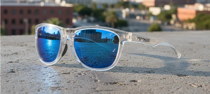 Tifosi Swank S Sunglasses in Crystal Clear Cobalt Blue Mirror-2