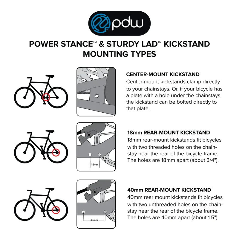 Pdw Sturdy Lad Kickstand 18mm Rear Mount in Black-1