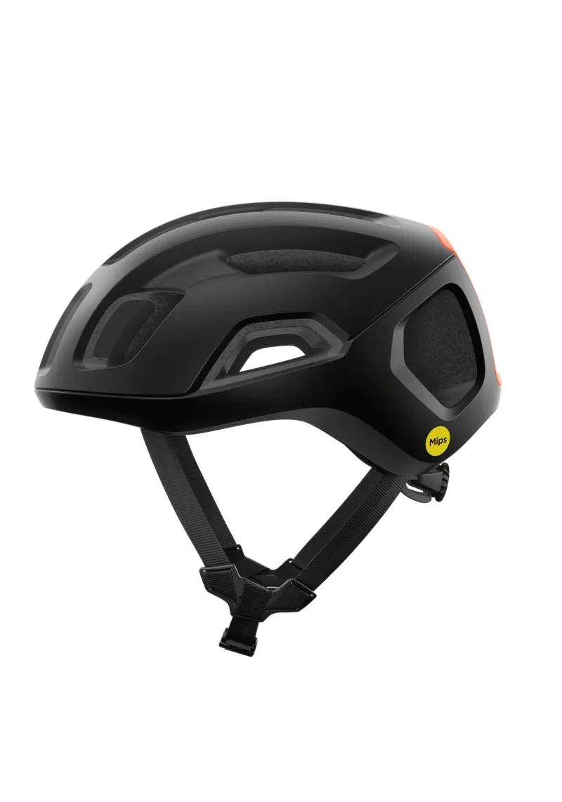 POC Ventral Air MIPS Cycling Helmet in Uranium Black Matt/Fluorescent Orange Matt