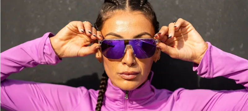 Tifosi Optics Sanctum SL AR Sport Sunglasses in Crystal Clear Purple Mirror-3