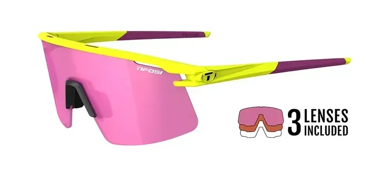 Tifosi Optics Moab Lite Sunglasses in Speed Yellow Clarion Sunset Pink/AC Red/Clear