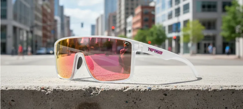 Tifosi Optics Sanctum Sunglasses Satin Clear/Pink Mirror in Clear-3