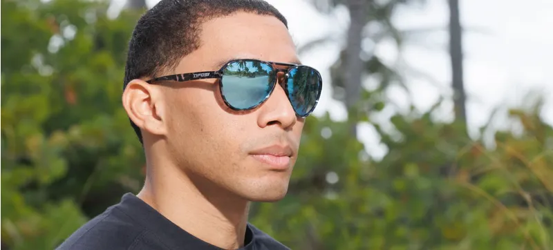 Tifosi Optics Selca Sunglasses Black Tortoise/Smoke Sky Blue Mirror-3