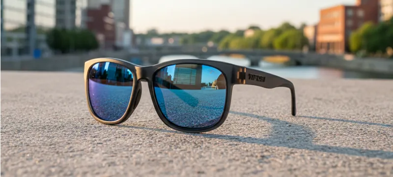 Tifosi Optics Swank XL Polarized Sunglasses in Satin Vapor/Sky Blue-4