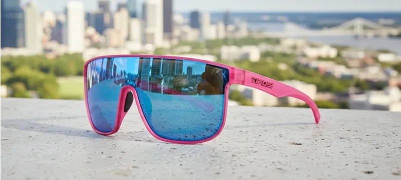 Tifosi Sanctum XL Matte Crystal Pink Frame - Smoke Tint with Sky Blue Mirror-3