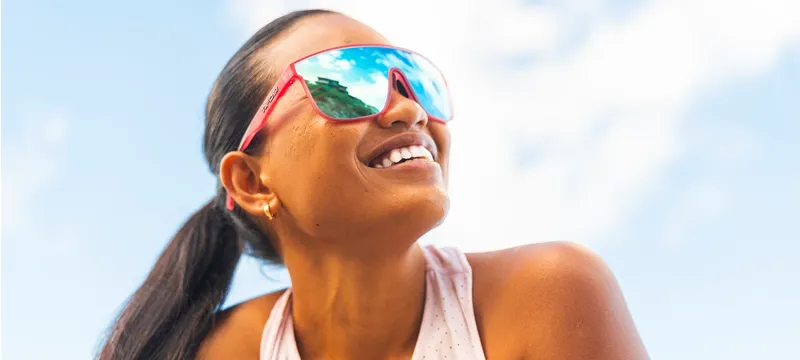 Tifosi Sanctum XL Matte Crystal Pink Frame - Smoke Tint with Sky Blue Mirror-4