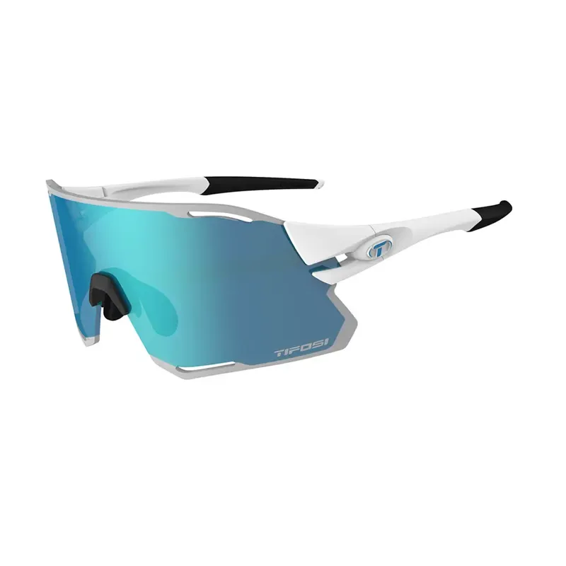 Tifosi Rail Race: Matte White W/ Clarion Blue/Clear Lens