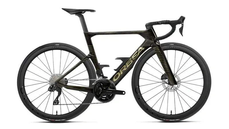 Orbea Orca Aero M30i LTD Road Bike in Magic Gold C. View - Titanium Gloss-1