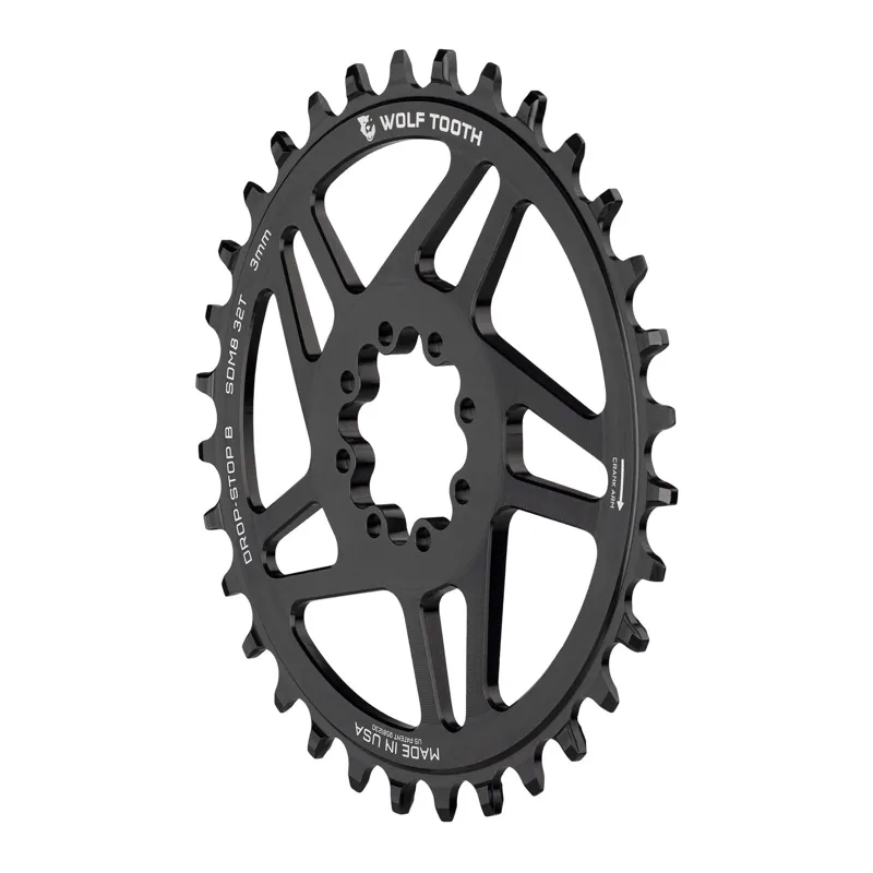 Wolf Tooth Elliptical Direct Mount Chainring 32t SRAM Direct Mount Drop-Stop B For SRAM 8-Bolt Cranksets 3mm Offset in Black-1