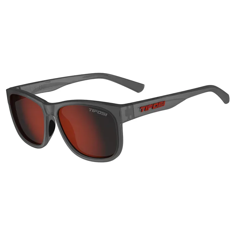 Tifosi Swank XL Sport Sunglasses in Satin Vapor Smoke Red Mirror